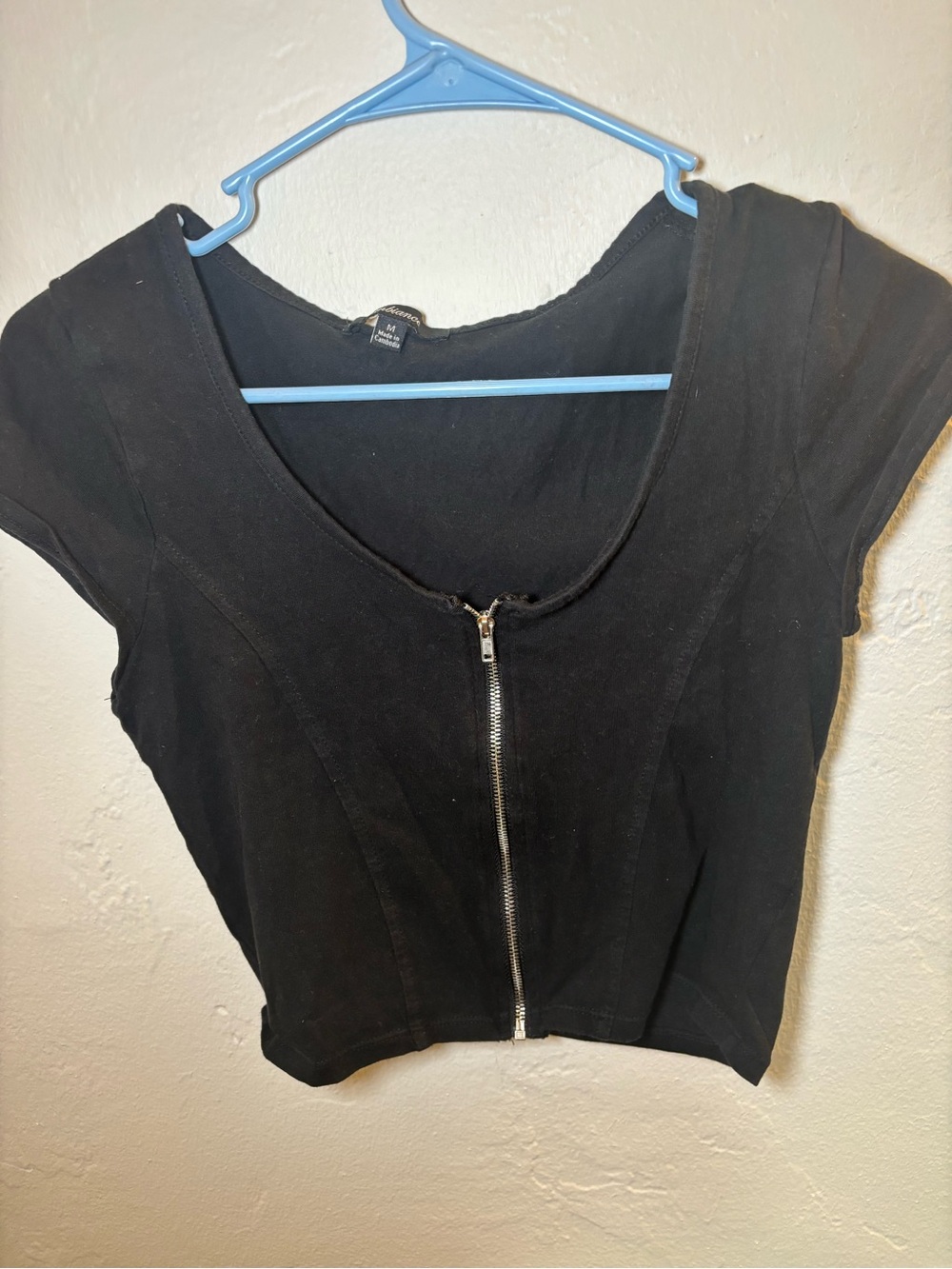Ambiance Black Front-Zip Crop Top